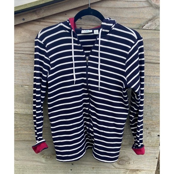 L.L. Bean Tops - L.L. Bean | Women’s Striped Zip-up Hoodie, Size Small